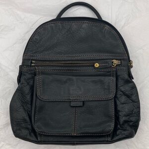 Fossil dark brown Leather Backpack with Front Pocket